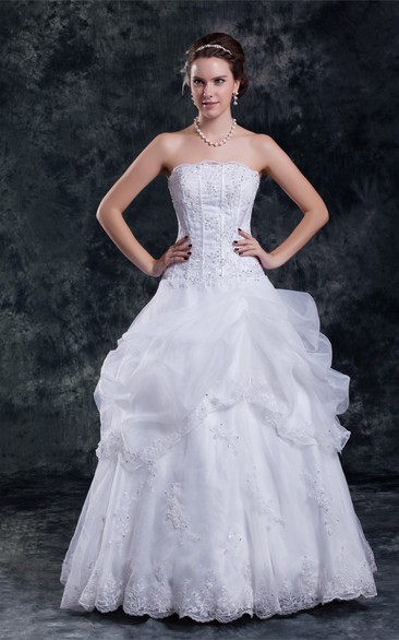 Captivating Ball Gown Strapless Satin Organza Sleeveless Wedding Dresses