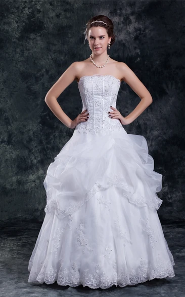 Captivating Ball Gown Strapless Satin Organza Sleeveless Wedding Dresses