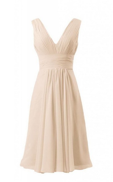 Sleeveless V-neck Short Empire Chiffon Dress