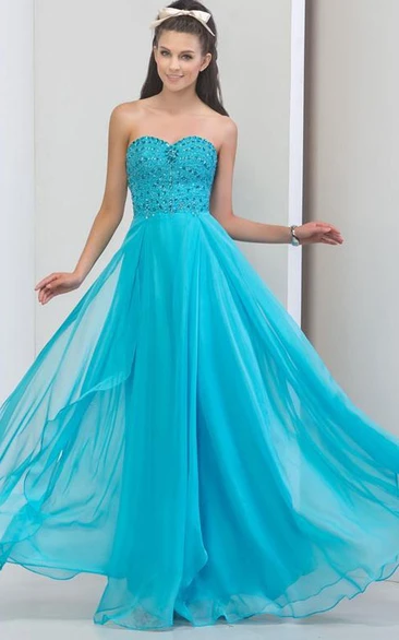 Sweetheart Beading Sequins Zipper-Up Prom Dresss