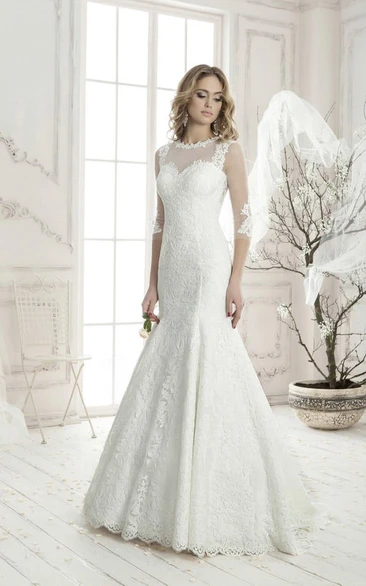 Mermaid Floor-length Illusion Back Appliques Lace Dress