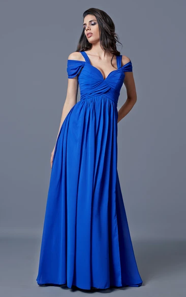 Sweetheart A-line Long Chiffon Dress With Bandage