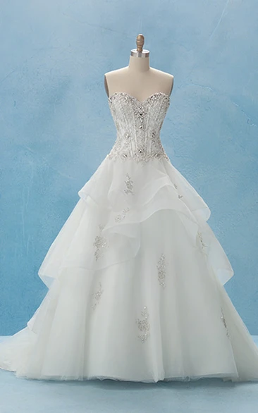 Exquisite Sweetheart Ball Gown With Tiers And Beadings