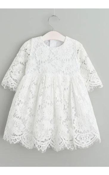 Elegant All Lace Christening Gown With Zipper Back