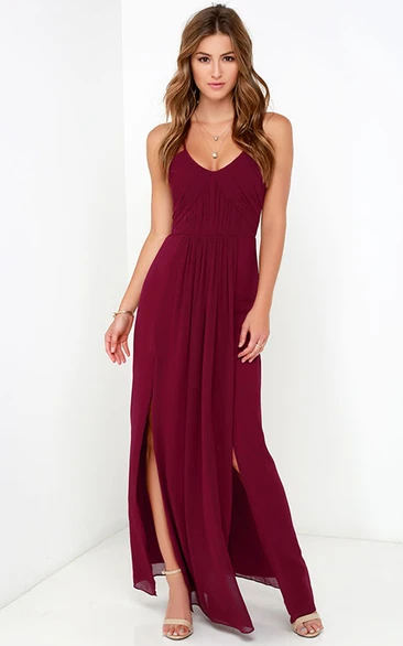 Elegant Chiffon Sleeveless Gown With Side Splits