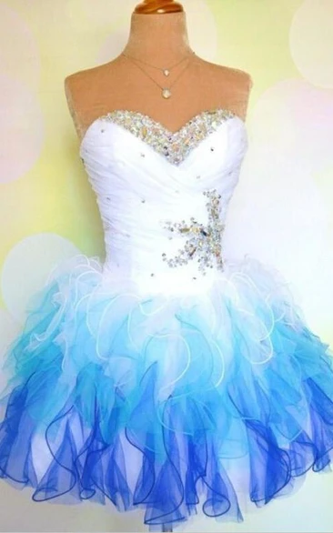 Lovely Sweetheart Sleeveless Short Homecoming Dress With Ruffles Beadings