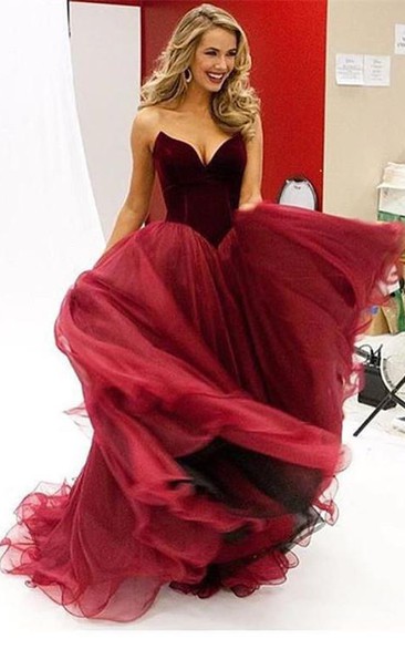 Modern Organza Burgundy Princess Evening Dress Sleeveless Sweetheart