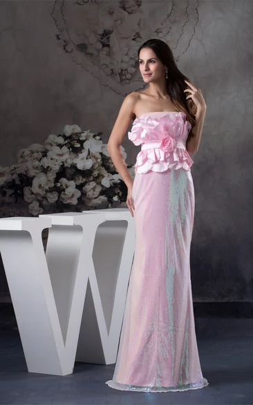 Sleeveless Maxi Sheath Ruffled Top and Dress With Flower