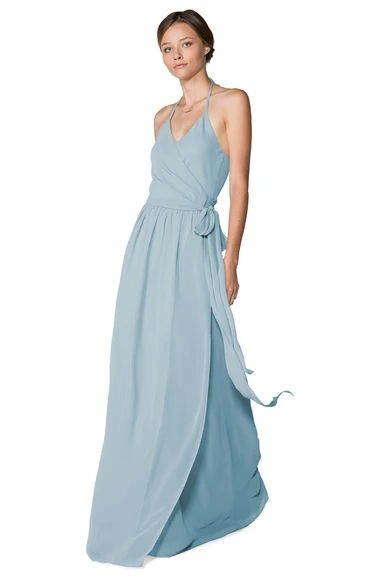 Long-Chiffon Lavish Halter Dress With Layers