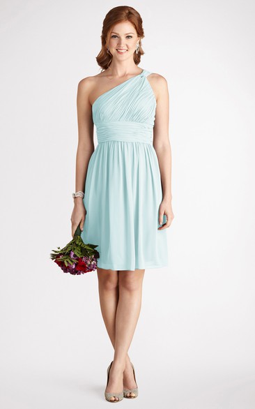 Chiffon A-Line Short One-Shoulder Strapless Dress