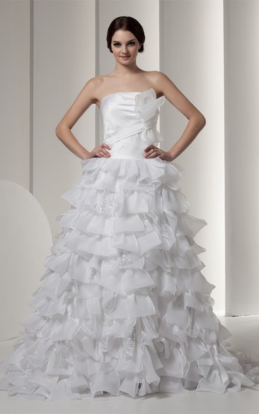 Sleeveless A-Line Tiered Bow and Dress With Sequins