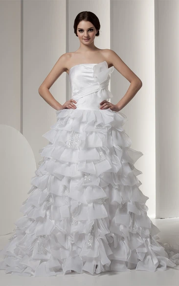Sleeveless A-Line Tiered Bow and Dress With Sequins