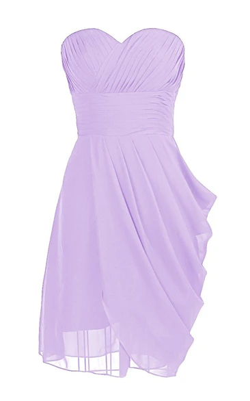 Sweetheart Drapped Short Dress With Ruched Band