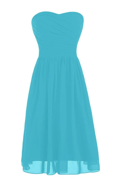 Sweetheart A-line Long Chiffon Dress With Pleats