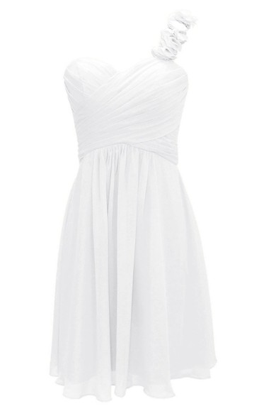 One Appliqued Strap Short Layered Chiffon Dress