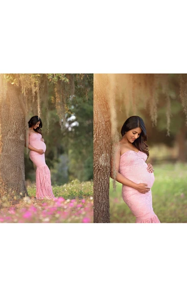 Lace Mermaid Sleeveless Sweetheart Maternity Dress