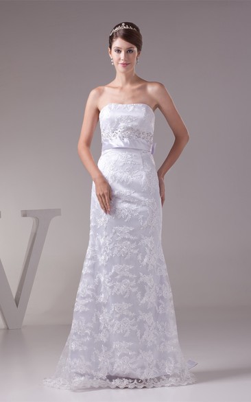 Sleeveless Sheath Floor-Length Jeweled Waist and Dress With Embroideries