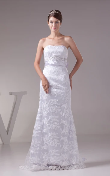 Sleeveless Sheath Floor-Length Jeweled Waist and Dress With Embroideries