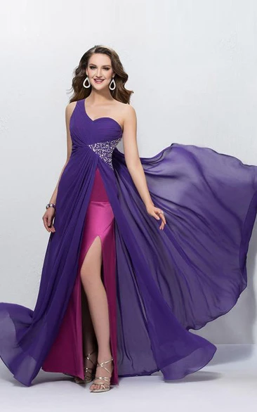 Charming A-Line One Shoulder Sequins Empire Prom Dress