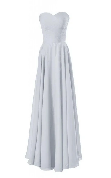 Sweetheart Long Chiffon Gown With Crisscross Ruching