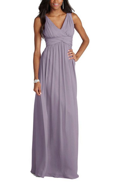 V-neck Empire Chiffon Long Dress