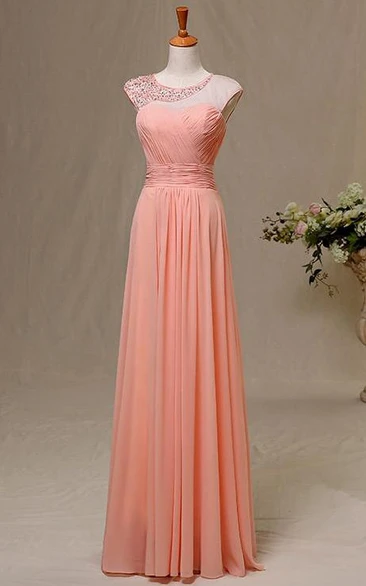 A-line Maxi Sweetheart Beading Keyhole Chiffon Dress