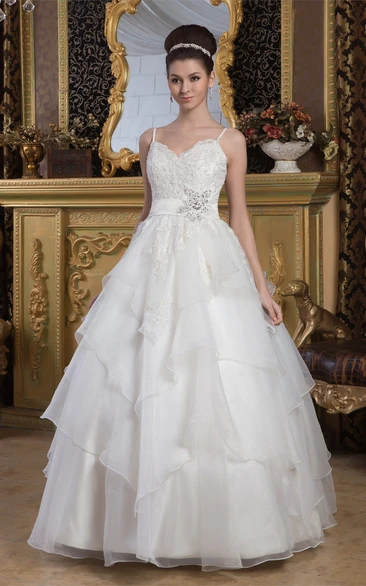 Lace Tulle A-Line Spaghetti Straps and Ball-Gown With Beading