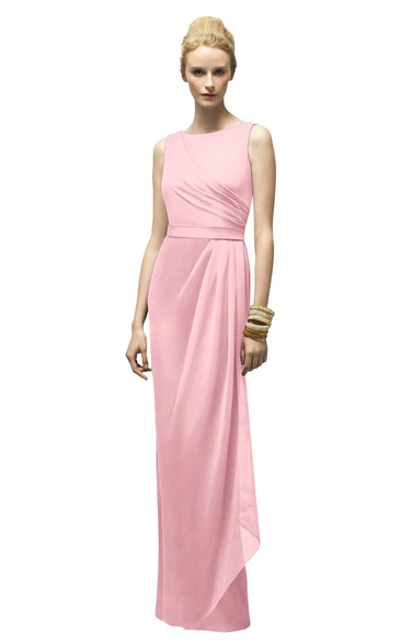 Glamorous Chiffon Sheath With Low-V Back