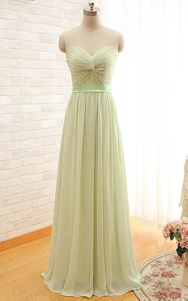 A-line Sweetheart Sleeveless Sash Corset Back Chiffon Dress