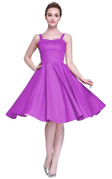 Sleevelss A-line Knee-length Dress with Pleats