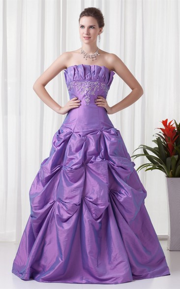 Strapless Pick-Up Buckle and Ball-Gown With Embroideries