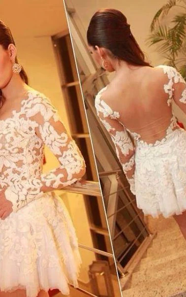 Elegant Short Tulle Homecoming Dress Open Back With Appliques