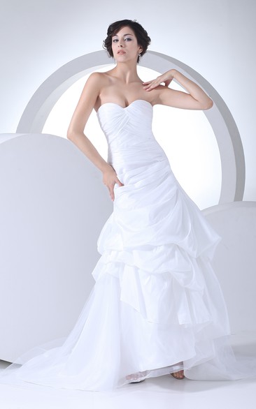 Sweetheart Criss-Cross Ruched Dress With Ruffles and Tiers