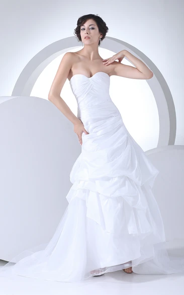 Sweetheart Criss-Cross Ruched Dress With Ruffles and Tiers