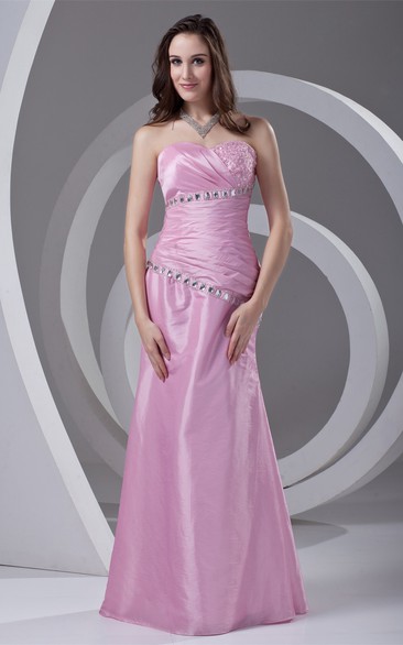 Refined Taffeta Maxi Beaded Sleeveless Special Occasion Dresses