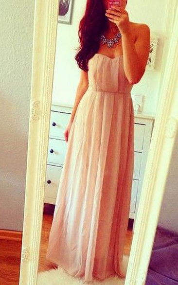 Floor-length Sweetheart Chiffon Pleated Dress