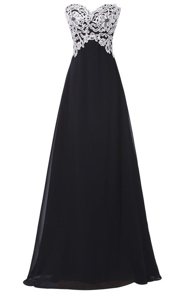 A-line Empire Long Chiffon Dress With Lace