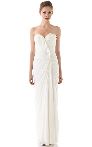 Long Sweetheart Side-draped Sheath Chiffon Dress