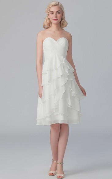 Side Draped Sweetheart Dress With Crisscross Bodice