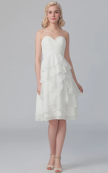 Side Draped Sweetheart Dress With Crisscross Bodice