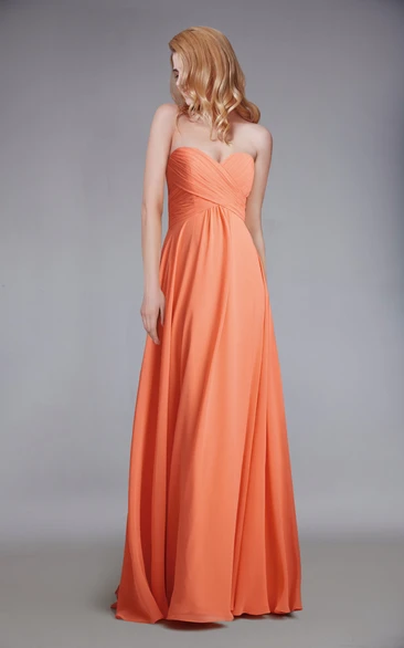 Floor Length Sweetheart Chiffon Dress