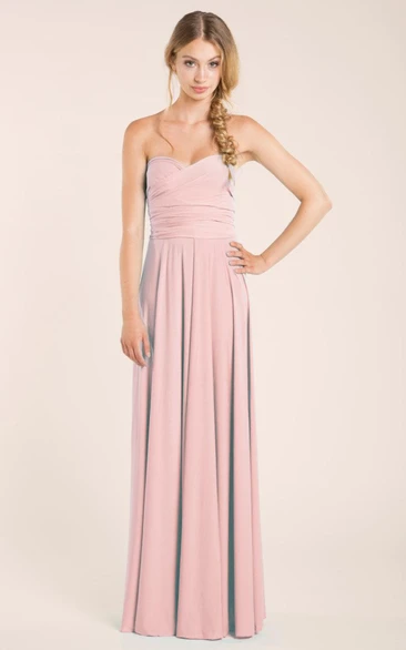 Sweetheart Sleeveless Floor-Length Dress With Criss Cross