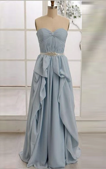 A-line Sweetheart Zipper Chiffon Dress with Ruffles