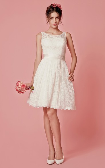 Enchanting Sleeveless Knee Length Lace Dress With Pleats