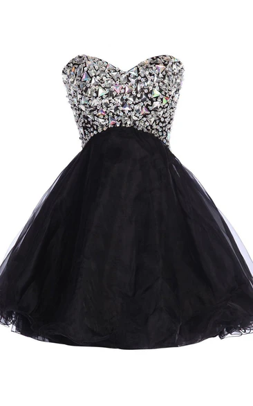 Sweetheart Short Layered Dress With Crystal Bodice
