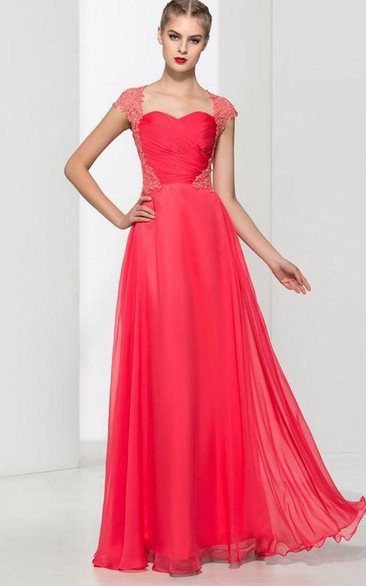 Sweetheart Appliques Pleats Prom Dress
