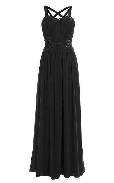 Sleeveless Chiffon Gown With Straps Back