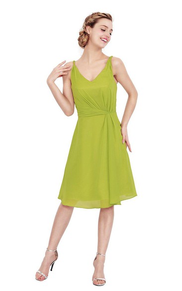 Simple Sleeveless A-line Ruched Chiffon Dress