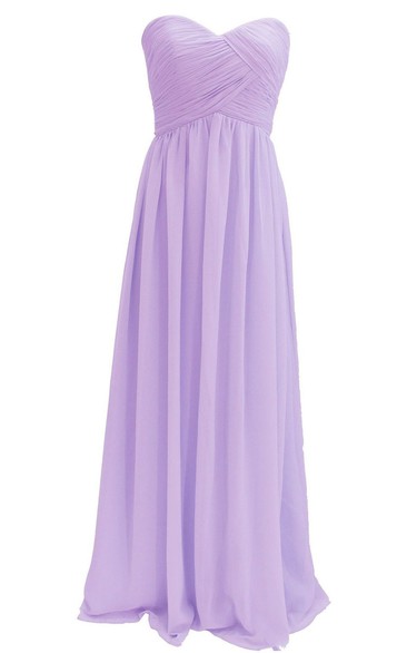 Elegant Strapless Sweetheart Ruched Chiffon A-line Gown