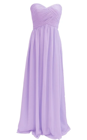 Elegant Strapless Sweetheart Ruched Chiffon A-line Gown